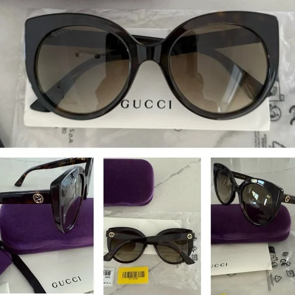 GUCCI CLASSIC AND TIMELESS HAVANA FRAMES WITH “GG” GOLD LOGO ON TEMPLES SUNNIES